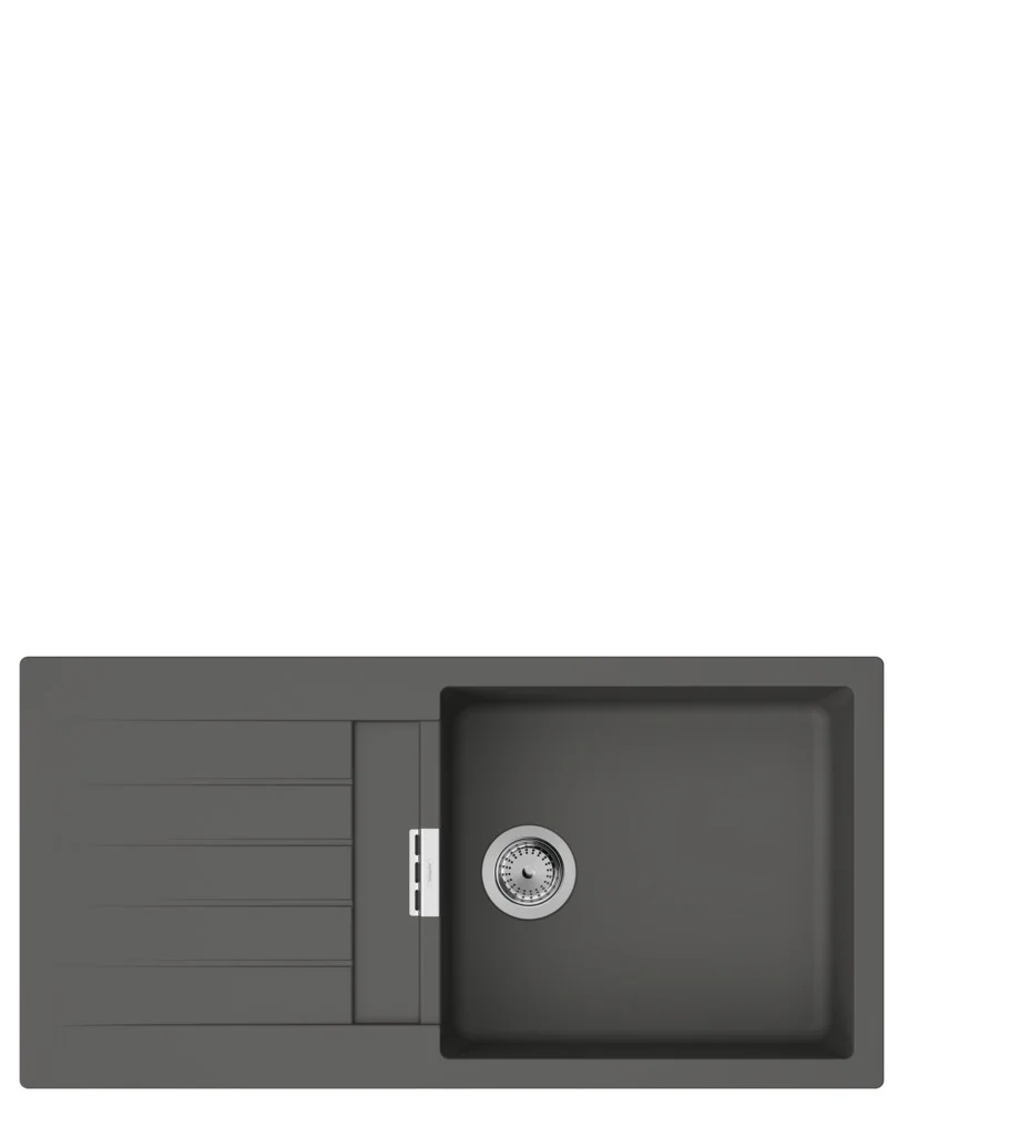 Hansgrohe S52 Einbauspüle 480 mm Steingrau, reversibel, mit automatischer Ablaufgarnitur und Abtropffläche Hansgrohe S52 Einbauspüle 480 mm Steingrau, reversibel, mit automatischer Ablaufgarnitur und Abtropffläche