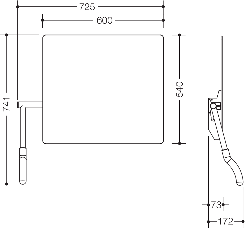 HEWI Kippspiegel „Serie 802 LifeSystem“ 72,5 × 74,1 cm in Anthrazitgrau