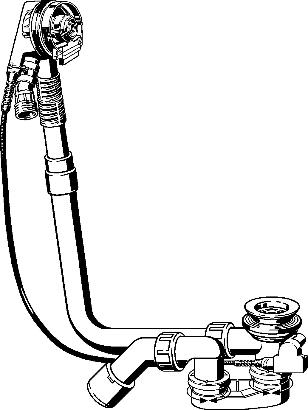 Viega Ab- und Überlaufgarnitur mit Zulauffunktion Modell 6161.62 „Multiplex Trio“ für Sonderwannen (Ablauf in der Mitte)