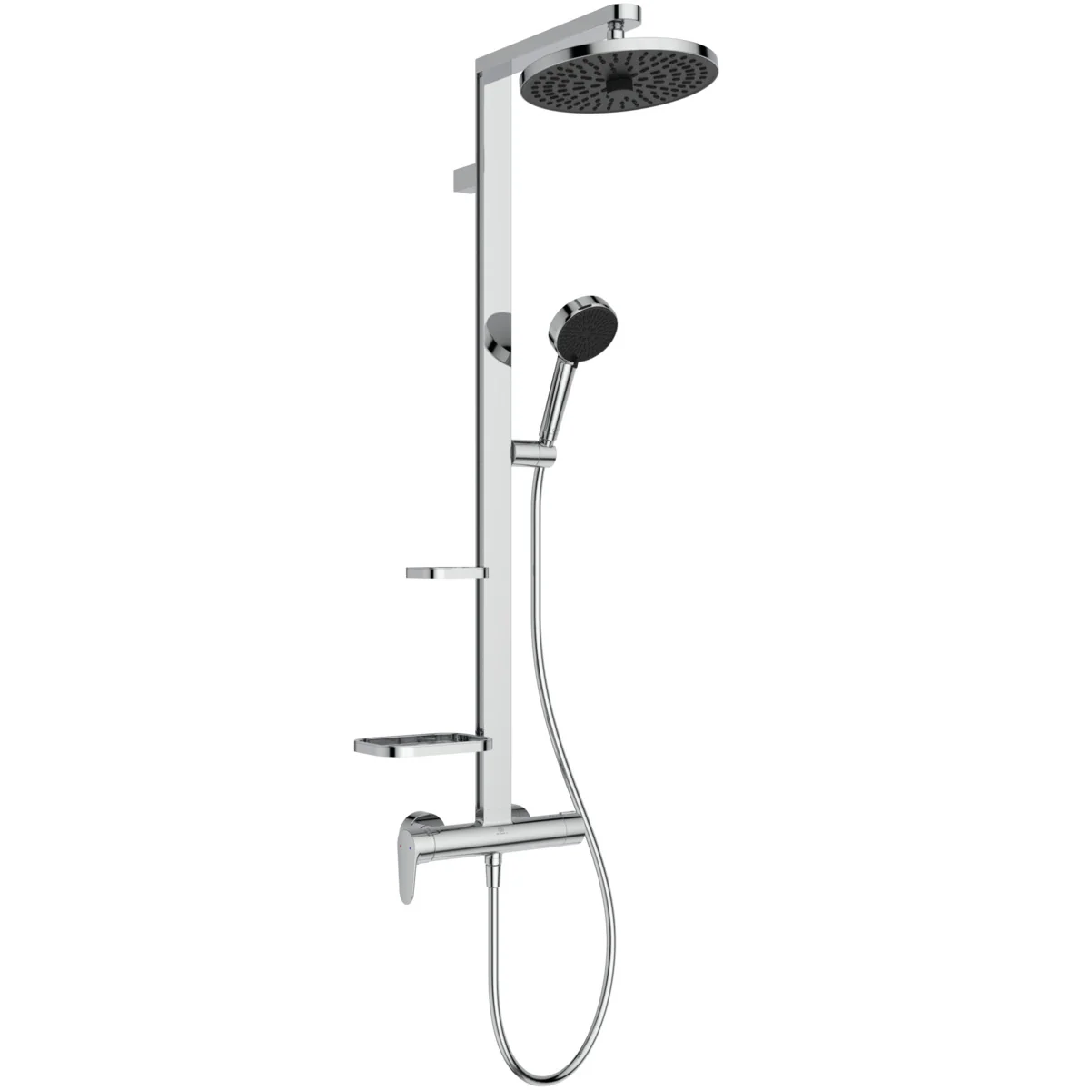 Ideal Standard Ceraflow Alu+ Duschsystem mit Brausearmatur, Chrom, 100% recyceltes Aluminium, 2 Strahlarten für Hand- und Kopfbrause, Idealflex-Brauseschlauch Ideal Standard Ceraflow Alu+ Duschsystem mit Brausearmatur, Chrom, 100% recyceltes Aluminium, 2 Strahlarten für Hand- und Kopfbrause, Idealflex-Brauseschlauch