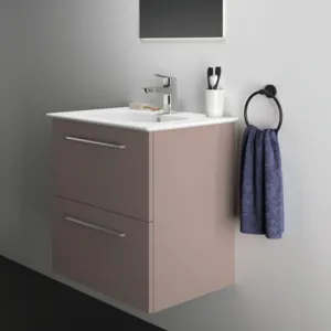 Möbelpaket i.life A mit Waschtisch 60cm und Unterschrank mit chrom Griff mattWeiß