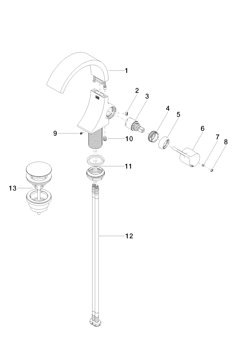 Dornbracht CYO Waschtisch-Einhandbatterie mit Ablaufgarnitur Dark Platinum gebürstet 33500811