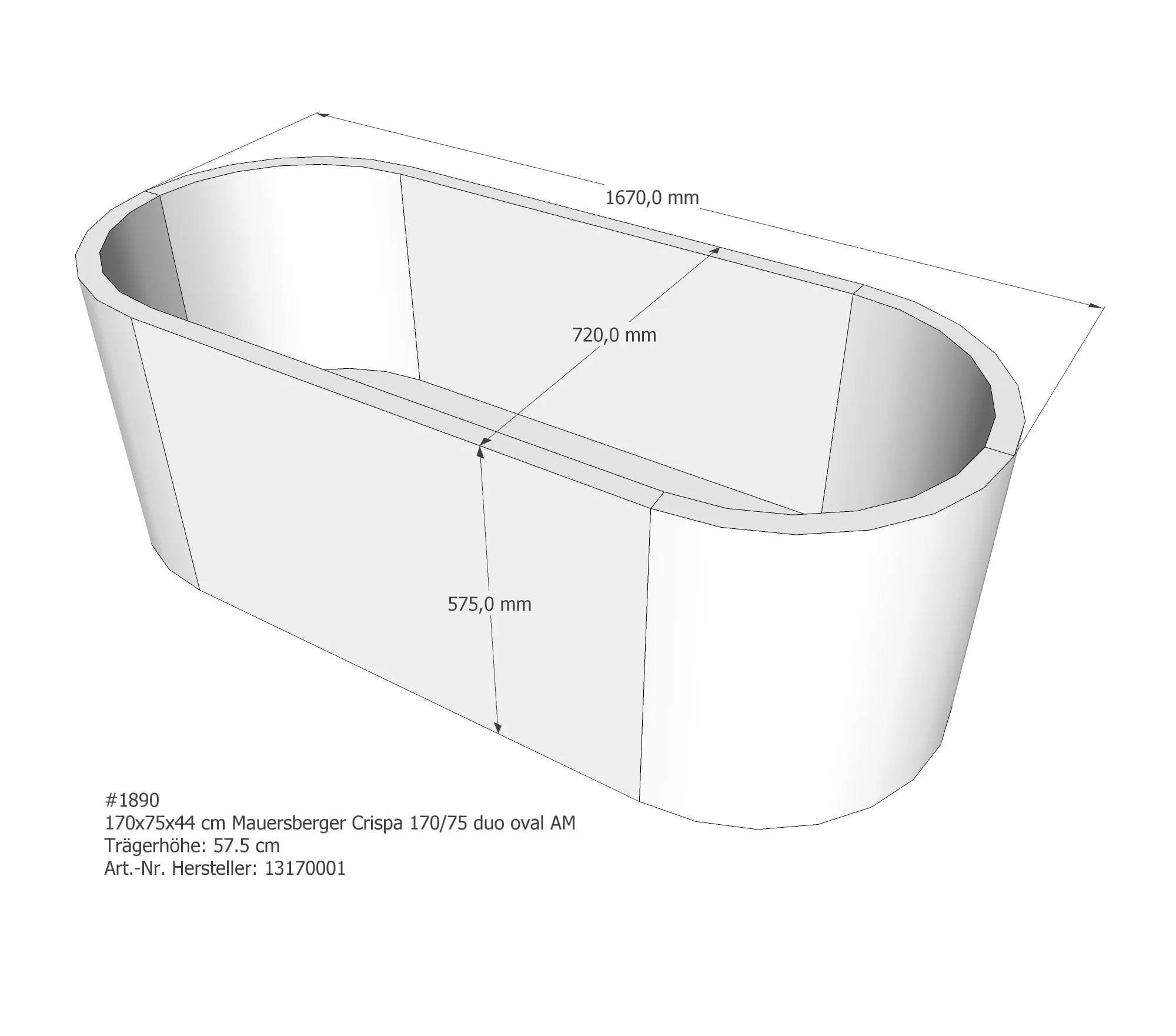 Badewannenträger für Mauersberger Crispa 170/75 duo 170 × 75 × 44 cm Badewannenträger für Mauersberger Crispa 170/75 duo 170 × 75 × 44 cm
