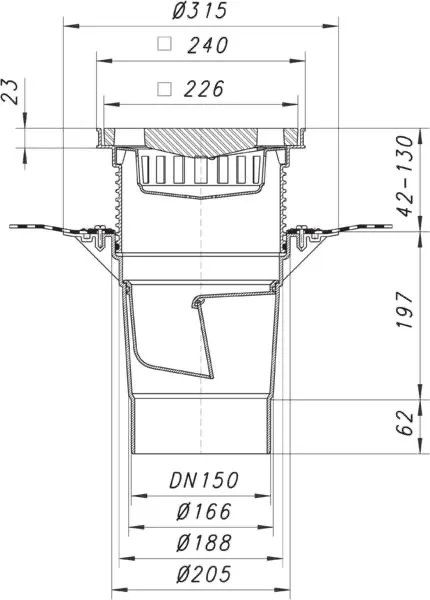 Hof- und Parkdeckablauf 616.0 DallBit, DN 150