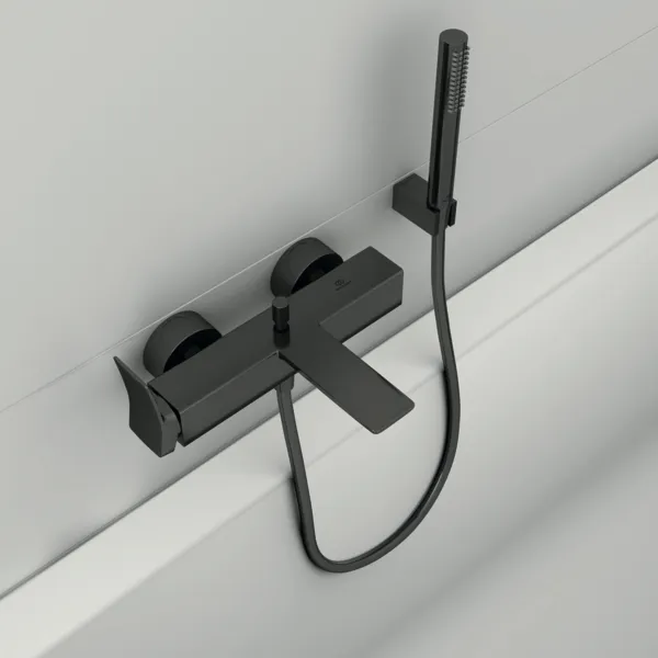 Wandhalter Idealrain, mit eckiger Rosette, für Handbrause, Brushed Gold Wandhalter Idealrain, mit eckiger Rosette, für Handbrause, Brushed Gold