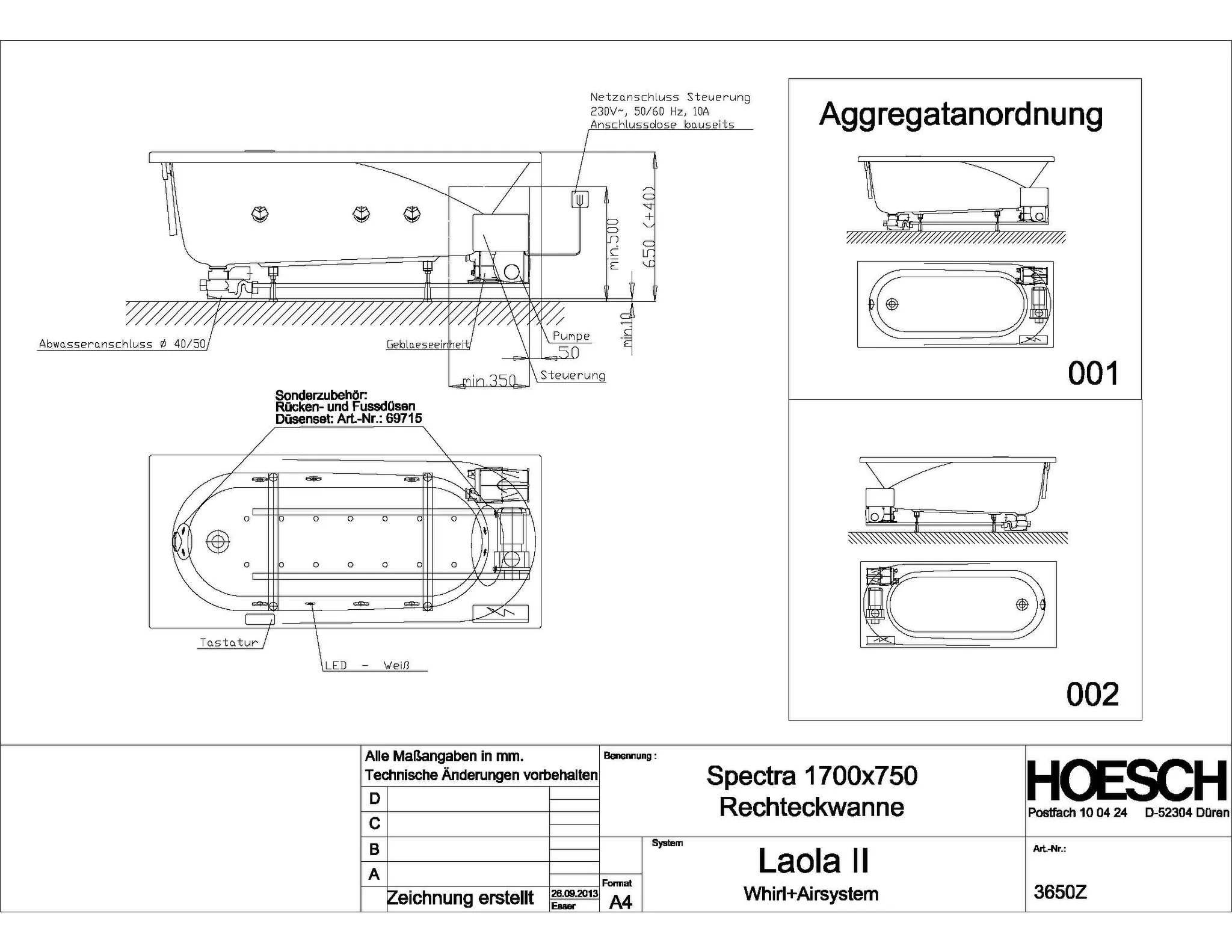 Hoesch Whirlwanne „Spectra“ mit Whirlsystem „Laola II“ rechteck 170 × 75 cm, rechteckig in Weiß Hoesch Whirlwanne „Spectra“ mit Whirlsystem „Laola II“ rechteck 170 × 75 cm, rechteckig in Weiß