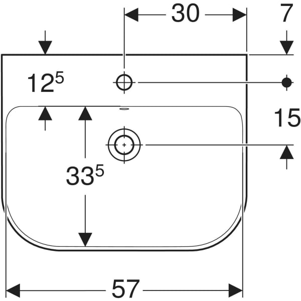 Wandwaschtisch „Smyle“, rechteckig 60 × 48 cm in weiß alpin
