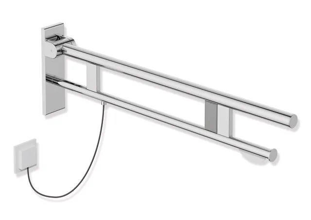 HEWI Stützklappgriff Duo System 900, Edelstahl, verchromt, Ausladung 850 mm, E-Ausführung