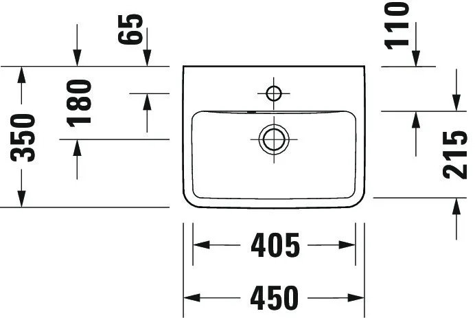 Wandwaschtisch „No.1“, mit Überlauf, Hahnlochposition mittig Wandwaschtisch „No.1“, mit Überlauf, Hahnlochposition mittig