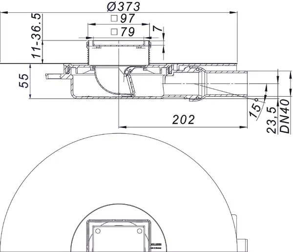 Bodenablauf DallDrain Ind. Plan OM, DN 40, 100 x 100 mm