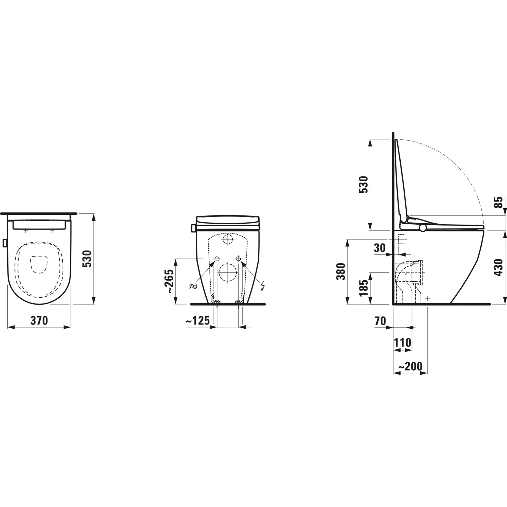 Laufen CLEANET PRO Spülrandloses Stand-WC mit Dusch-WC Aufsatz, weiß Laufen CLEANET PRO Spülrandloses Stand-WC mit Dusch-WC Aufsatz, weiß