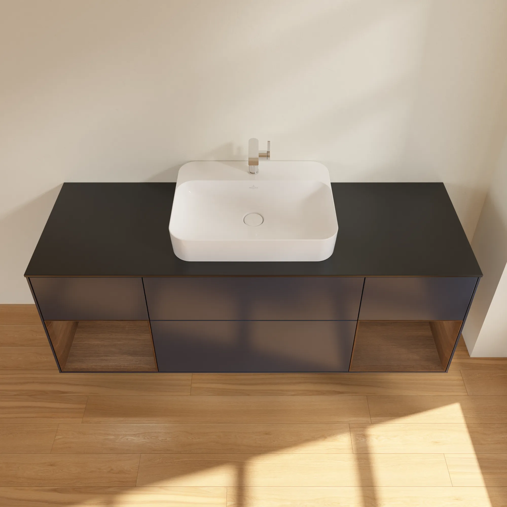 Villeroy & Boch Waschtischunterschrank „Finion“ für Schrankwaschtisch 1600 × 603 × 501 mm Midnight Blue Matt Lacquer, für Becken mittig