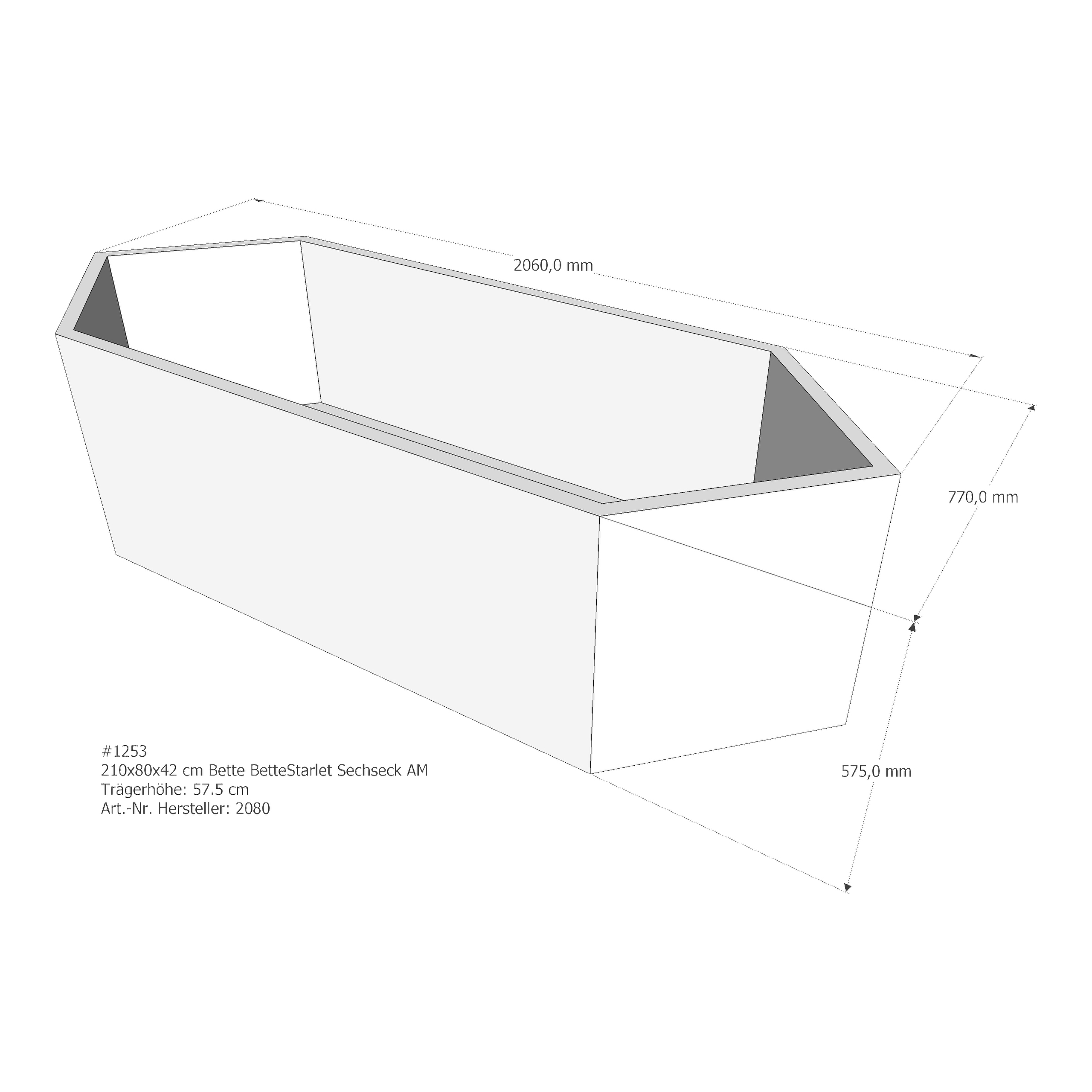 Badewannenträger für Bette StarletHexa 210 × 80 × 42 cm Badewannenträger für Bette StarletHexa 210 × 80 × 42 cm
