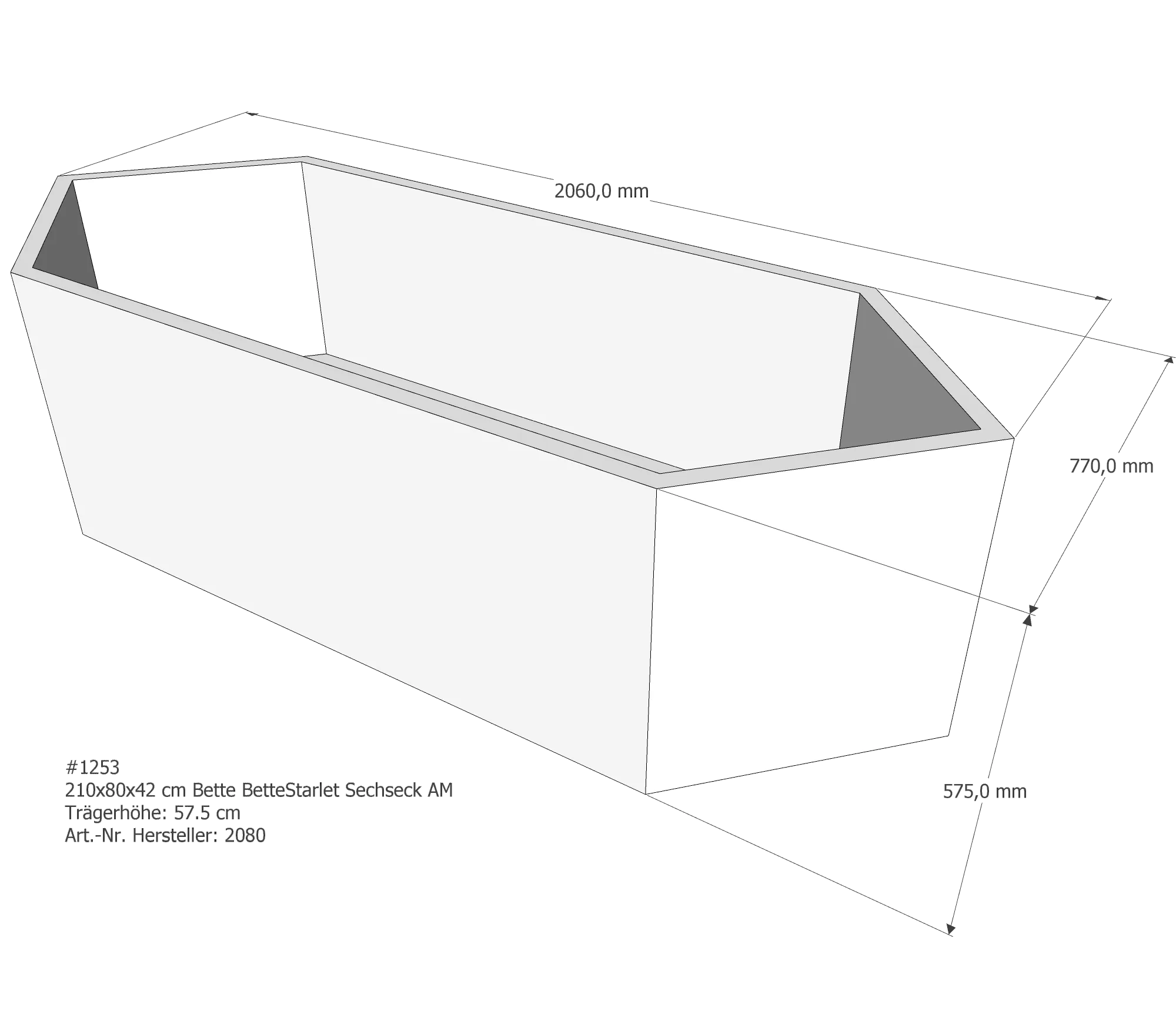 Badewannenträger für Bette StarletHexa 210 × 80 × 42 cm Badewannenträger für Bette StarletHexa 210 × 80 × 42 cm