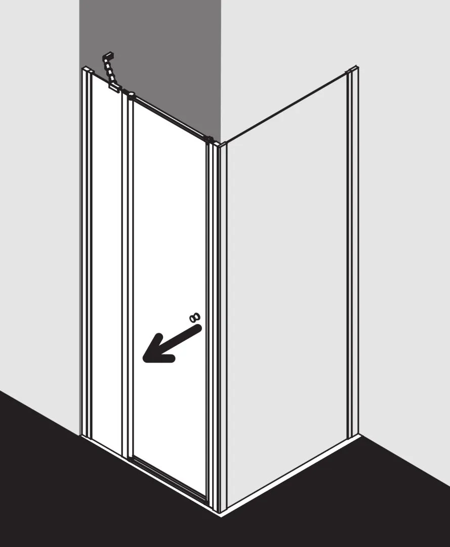 Kermi Duschdesign IBIZA 2000 Schwingtür mit Festfeld, 1750x750mm, Silber Mattglanz