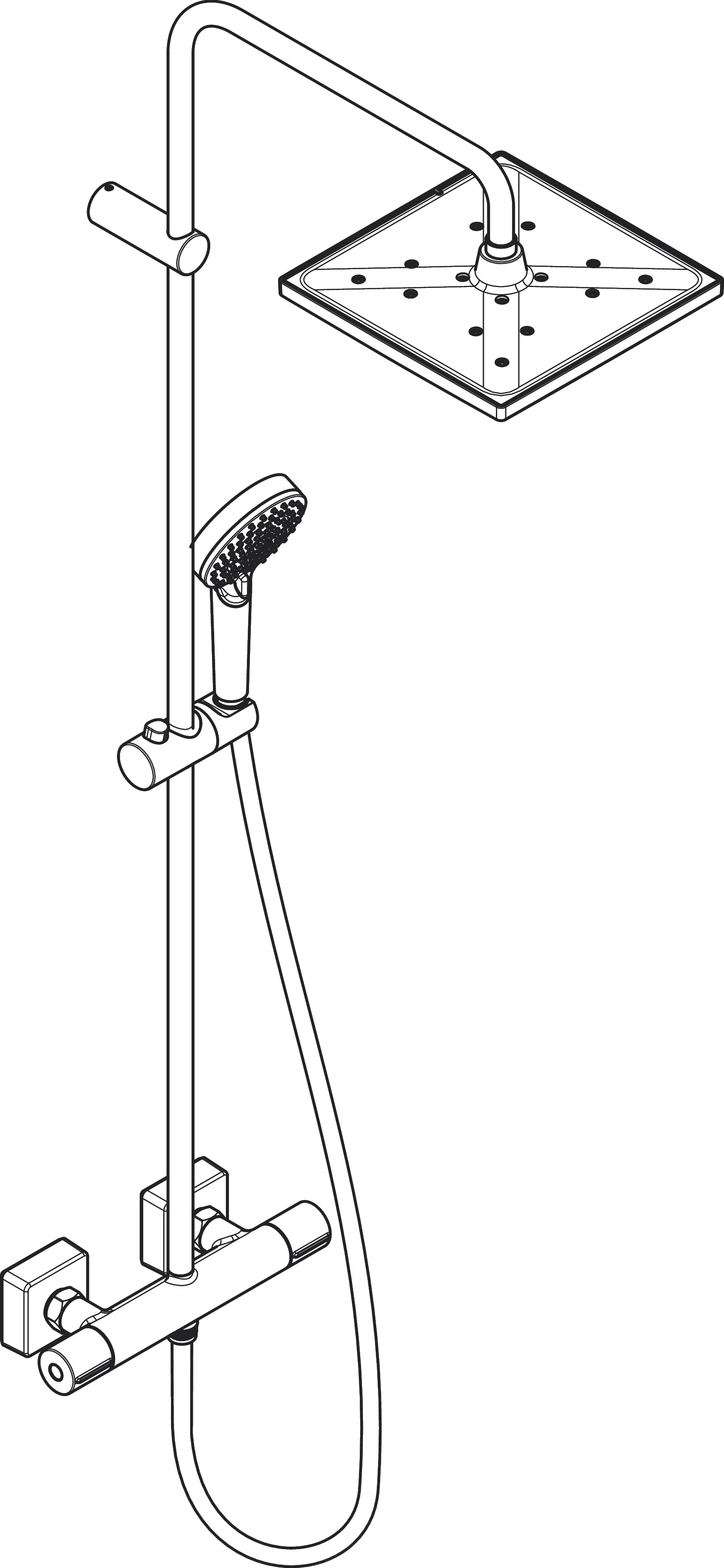 Hansgrohe Vernis Shape Showerpipe EcoSmart mattschwarz, 1 Strahl, 426 mm Brausearmlänge, Thermostat, Aufputzinstallation