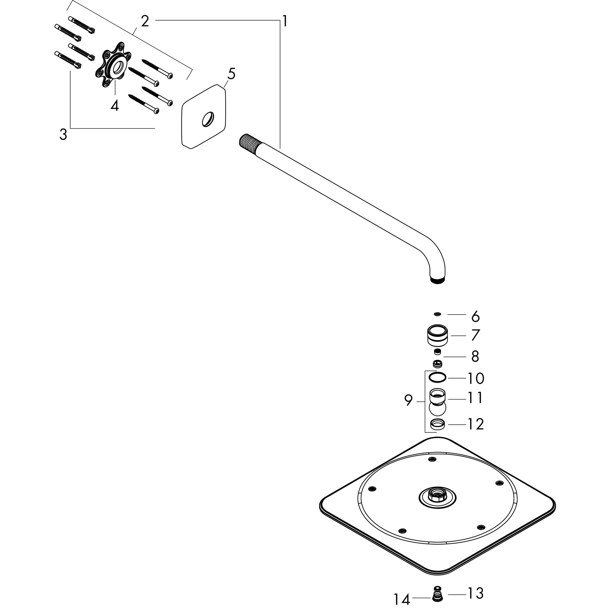 Hansgrohe AXOR Citterio C Kopfbrause 270⁄270 1jet mit Brausearm, Chrom Hansgrohe AXOR Citterio C Kopfbrause 270⁄270 1jet mit Brausearm, Chrom