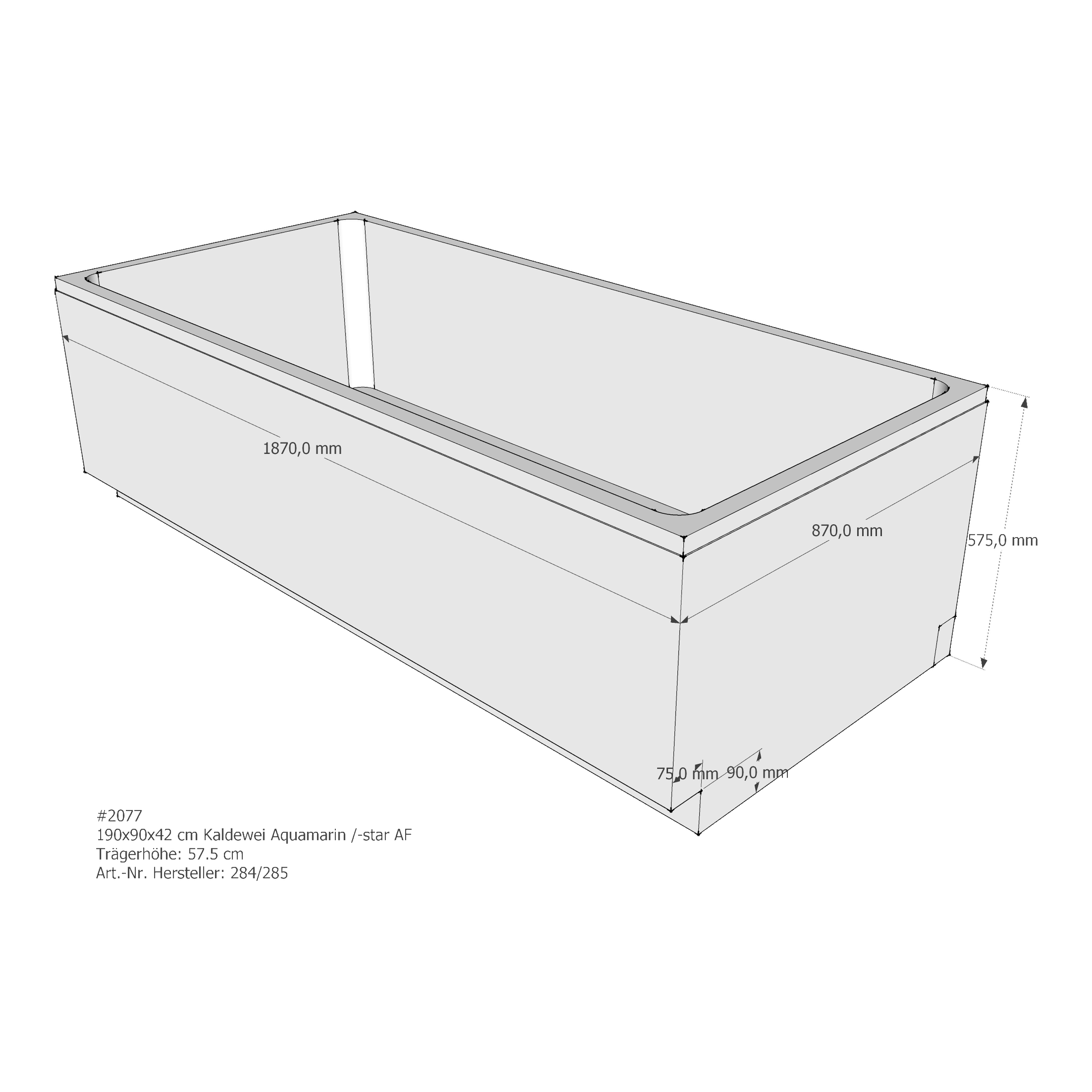Badewannenträger für Kaldewei Aquamarin /-Star 190 × 90 × 42 cm