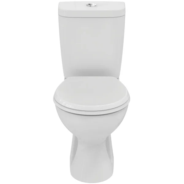 Ideal Standard Eurovit Standtiefspül-WC mit Spülkasten Zulauf oben, WC-Sitz, wassersparende 2-Mengen-Spülung, weiß