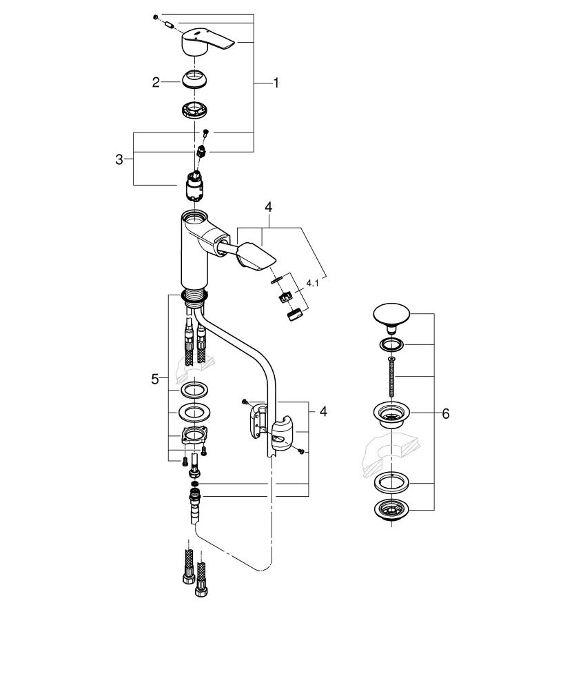 Grohe Eurosmart Professional Einhand-Waschtischbatterie M-Size, herausziehbarer Auslauf, chrom Grohe Eurosmart Professional Einhand-Waschtischbatterie M-Size, herausziehbarer Auslauf, chrom