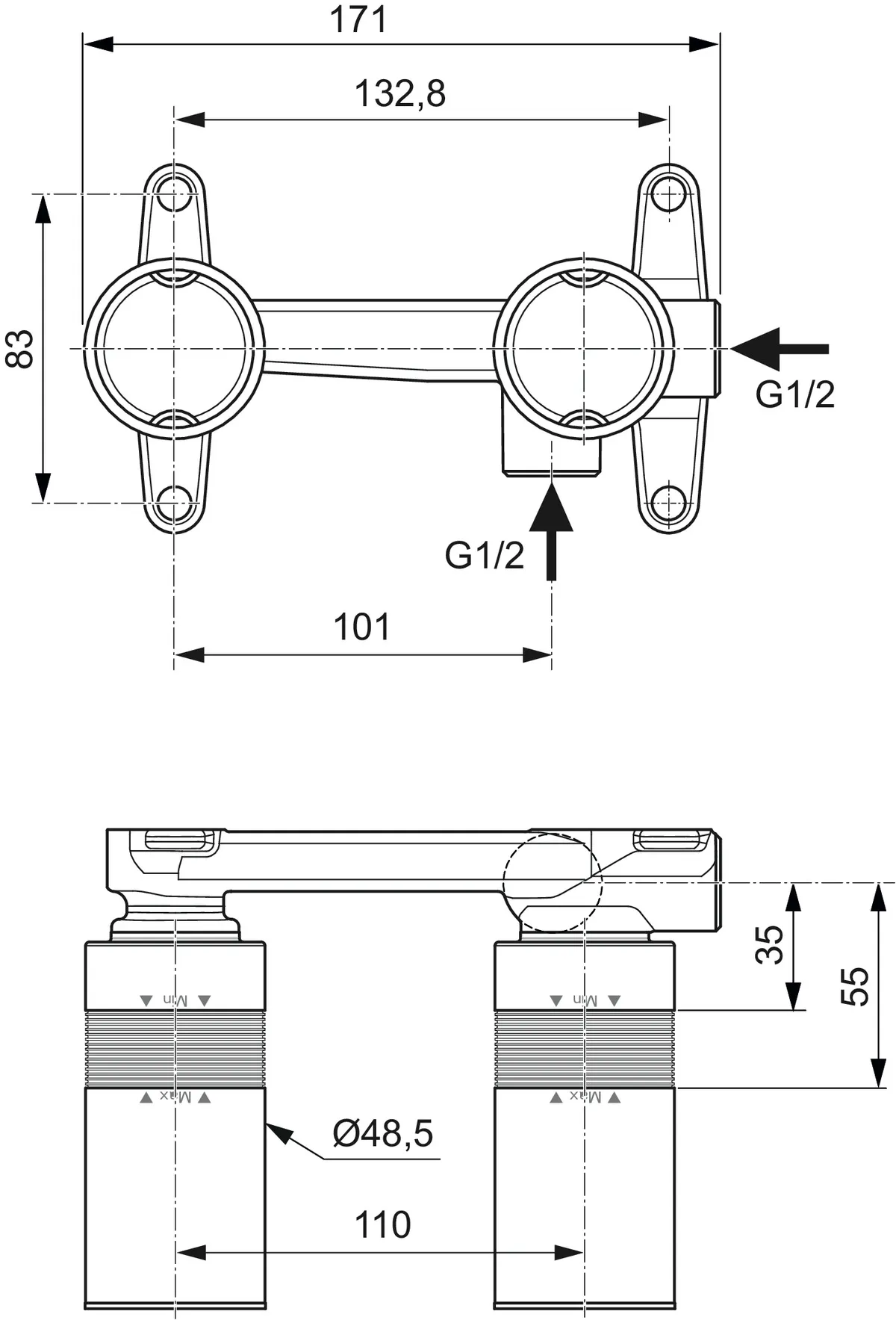 Unterputz-Bausatz für Wand-Waschtischarmatur Unterputz-Bausatz für Wand-Waschtischarmatur
