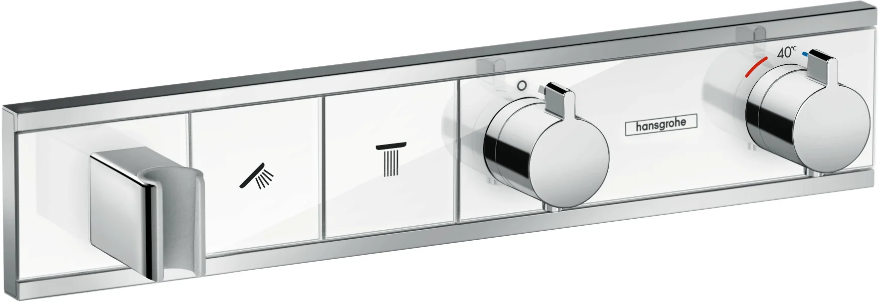 Hansgrohe RainSelect Thermostat Unterputz, 2 Verbraucher, weiß/chrom, mit Brausehalter und Handbrause