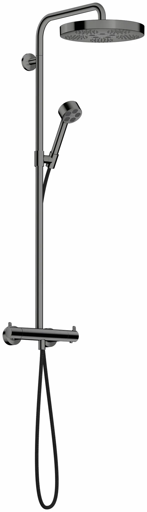 Hansgrohe AXOR One Showerpipe mit Thermostat und Kopfbrause 280 1jet, Polished Black Chrome