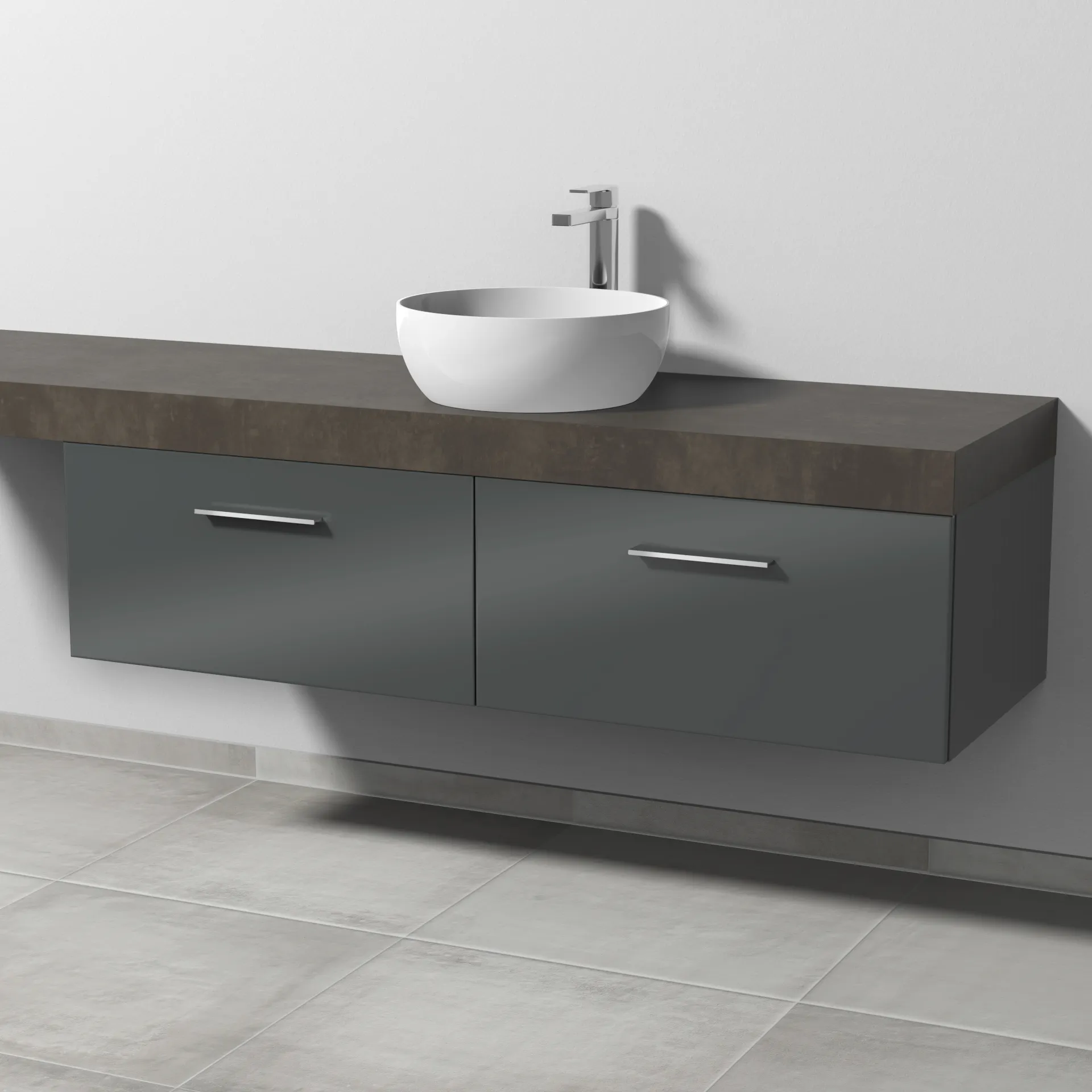 Sanipa Waschtischunterschrank „2morrow“ 1400 × 340 × 520 mm in Anthrazit (glanz) Sanipa Waschtischunterschrank „2morrow“ 1400 × 340 × 520 mm in Anthrazit (glanz)