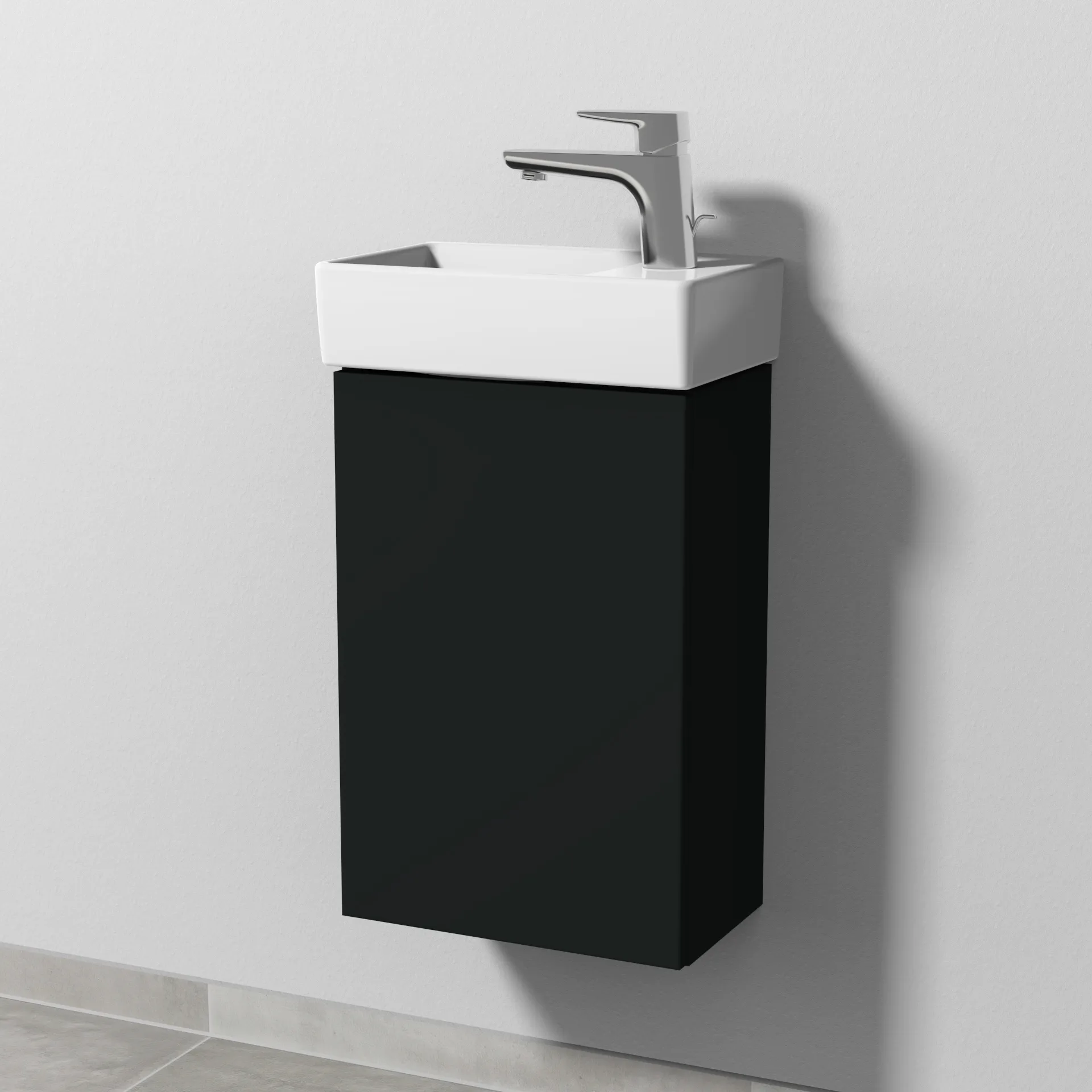 Sanipa Waschtischunterschrank „3way“ passend zu Keramik-Waschtische Avento von Villeroy & Boch 340 × 510 × 202 mm in Vulkan (matt), Anschlag links