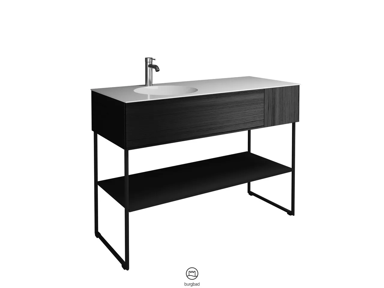 burgbad Coco HGL Waschtischset SFHQ120, Mineralguss, 505x1206x870