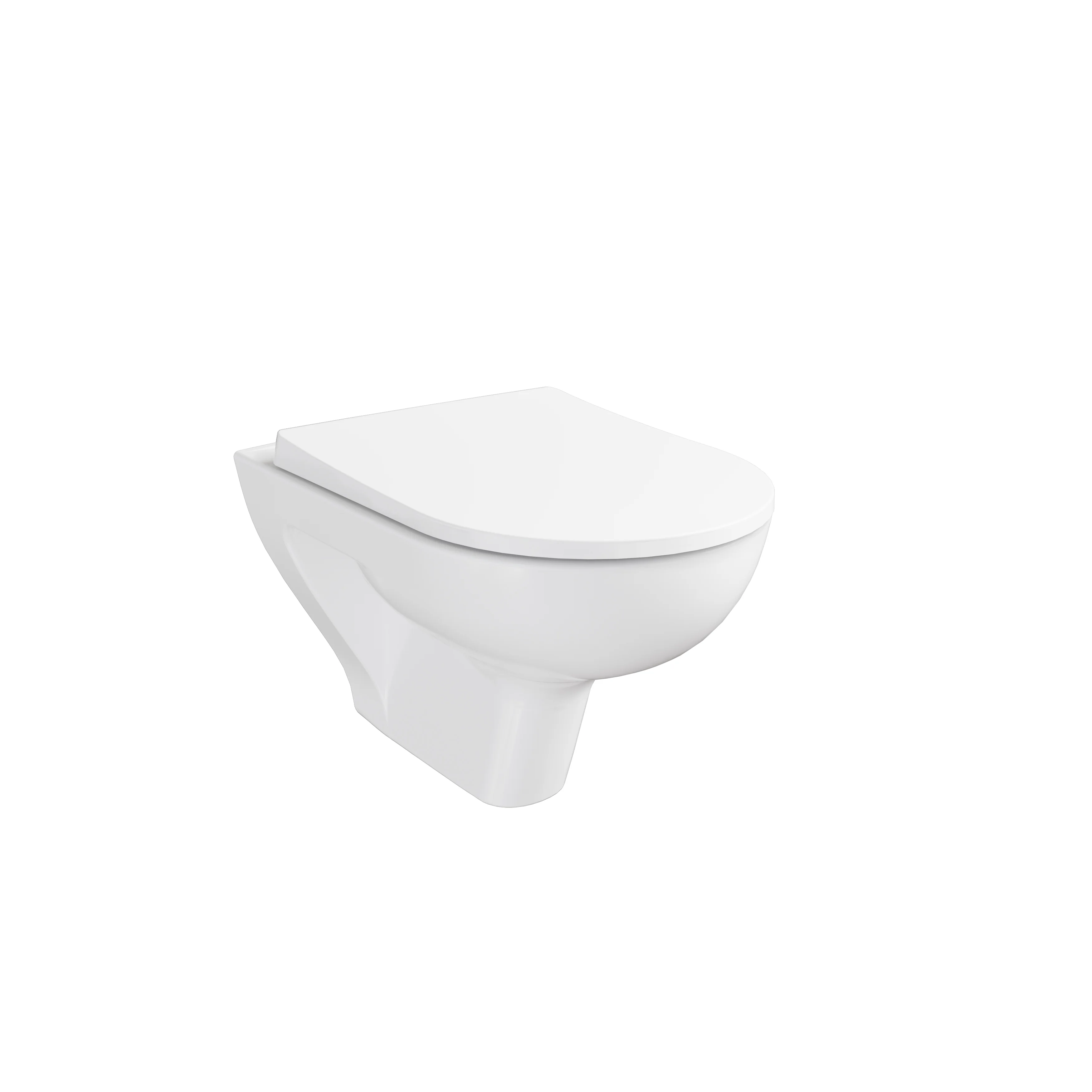 New S20 Round Tiefspüler-Wand-WC spülrandlos Smooth Flush 36 x 52 cm (BxT) Weiß Hochglanz
