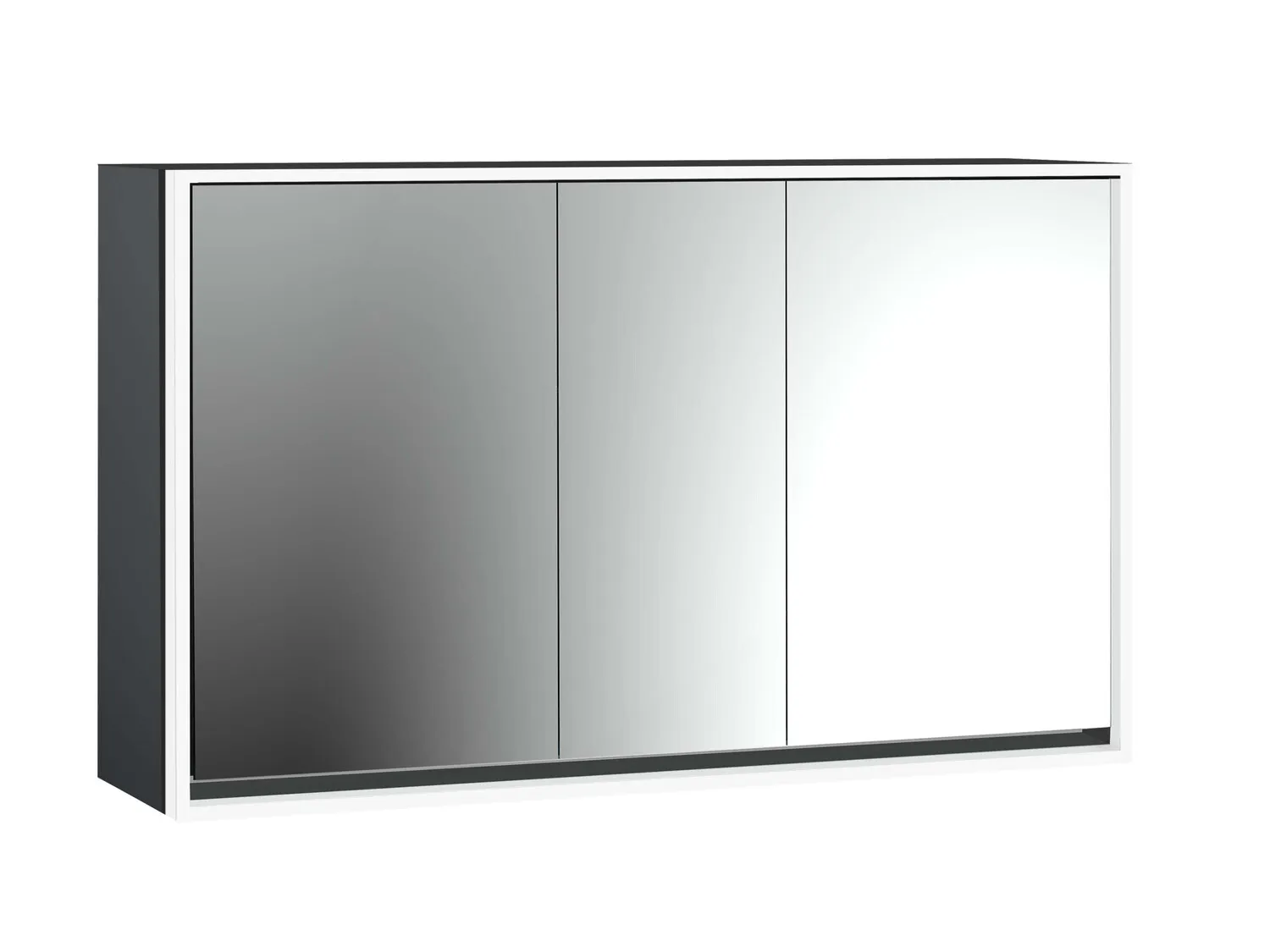 LED-Lichtspiegelschrank Loft Aufputz, 1400 mm, 3-türig schwarz LED-Lichtspiegelschrank Loft Aufputz, 1400 mm, 3-türig schwarz