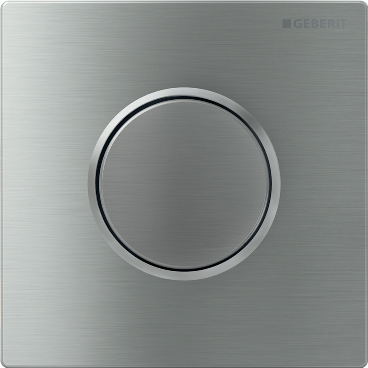 Geberit Urinalsteuerung mit pneumatischer Spülauslösung inkl. Betätigungsplatte „Typ 10“ in gebürstet / poliert / Geberit Urinalsteuerung mit pneumatischer Spülauslösung inkl. Betätigungsplatte „Typ 10“ in gebürstet / poliert /