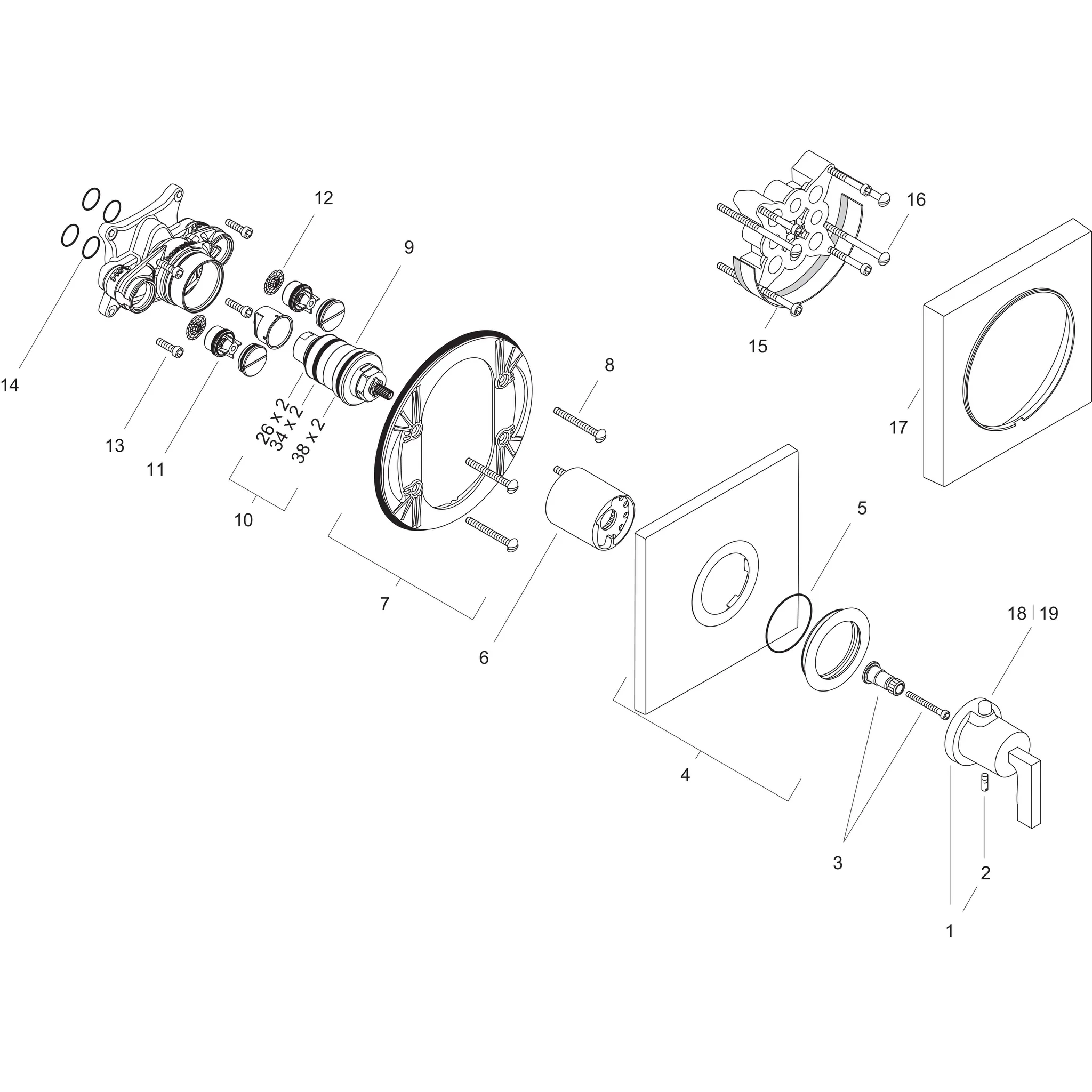 Thermostat Unterputz Axor Citterio Hight Flow Fertigset chrom mit Hebelgr. Thermostat Unterputz Axor Citterio Hight Flow Fertigset chrom mit Hebelgr.