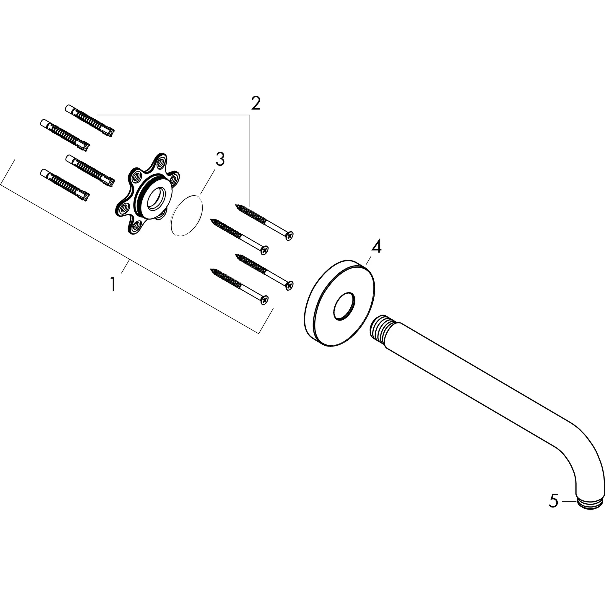 Brausearm DN15 389mm Ausladung 90 Grad chrom ohne Kugelgelenk