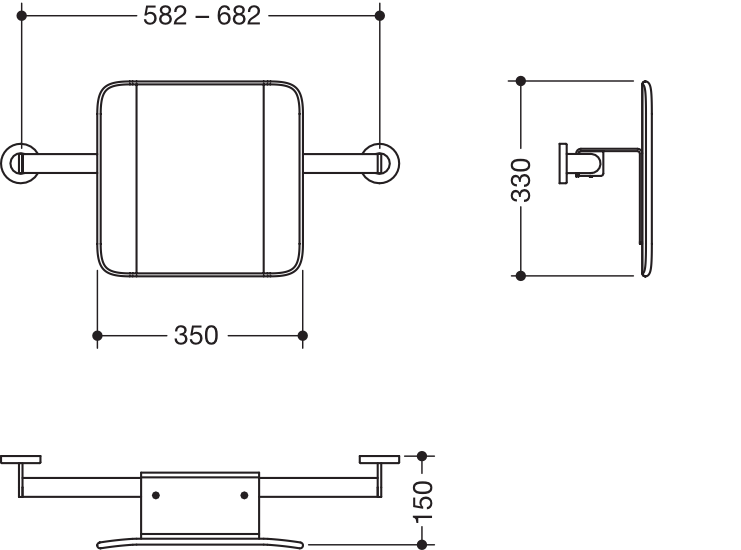 Rückenst. Sys 900, T:150, Wandmont. pulverbeschichtet dgrau tiefmatt/swm