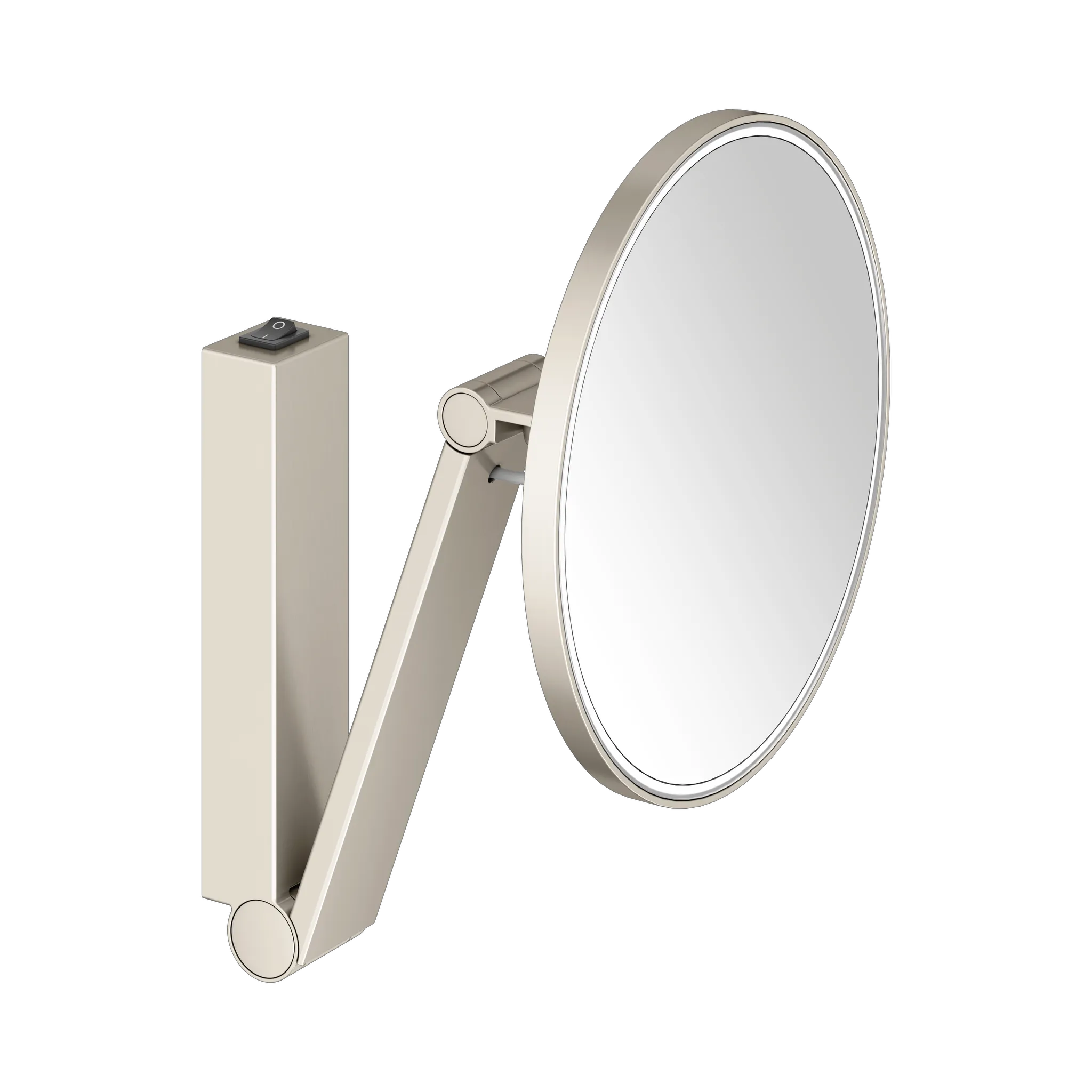 KEUCO Kosmetikspiegel mit Unterputz-Kabelführung „iLook_move“ Rund, mit Beleuchtung in Nickel (gebürstet), ⌀ 212 mm