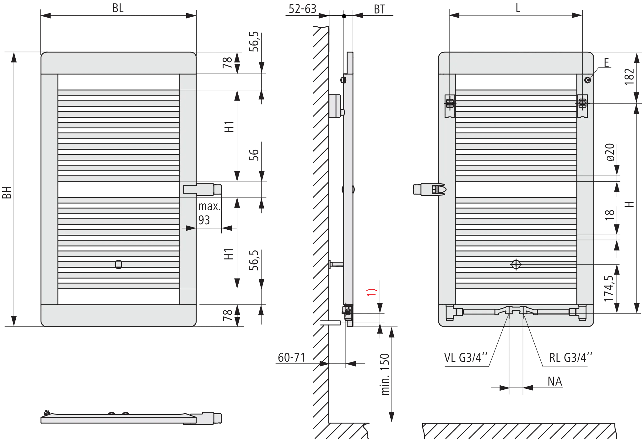 Kermi Design-Heizkörper „Credo® plus“ 55 × 97,3 cm