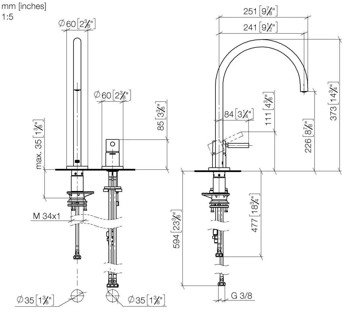 Zweilochbatterie mit Einzelrosetten TARA ULTRA Chrom 32815875 Zweilochbatterie mit Einzelrosetten TARA ULTRA Chrom 32815875