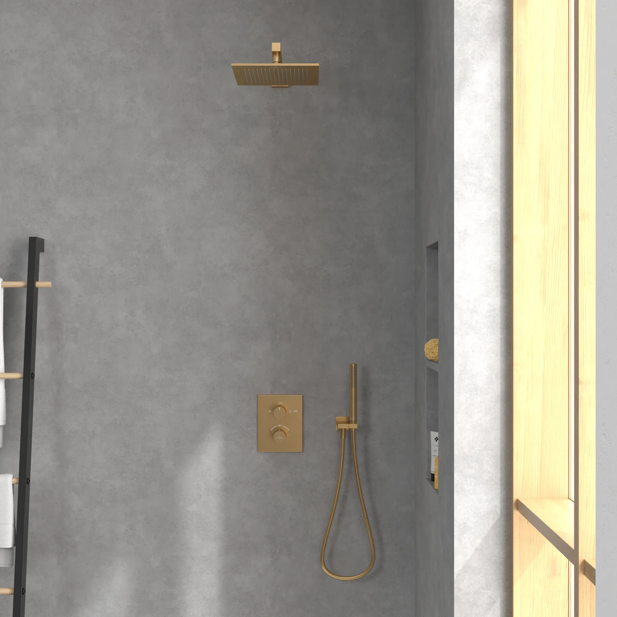 Villeroy & Boch Universal Showers Regenbrause, eckig, Brushed Gold, 250x250x56 mm