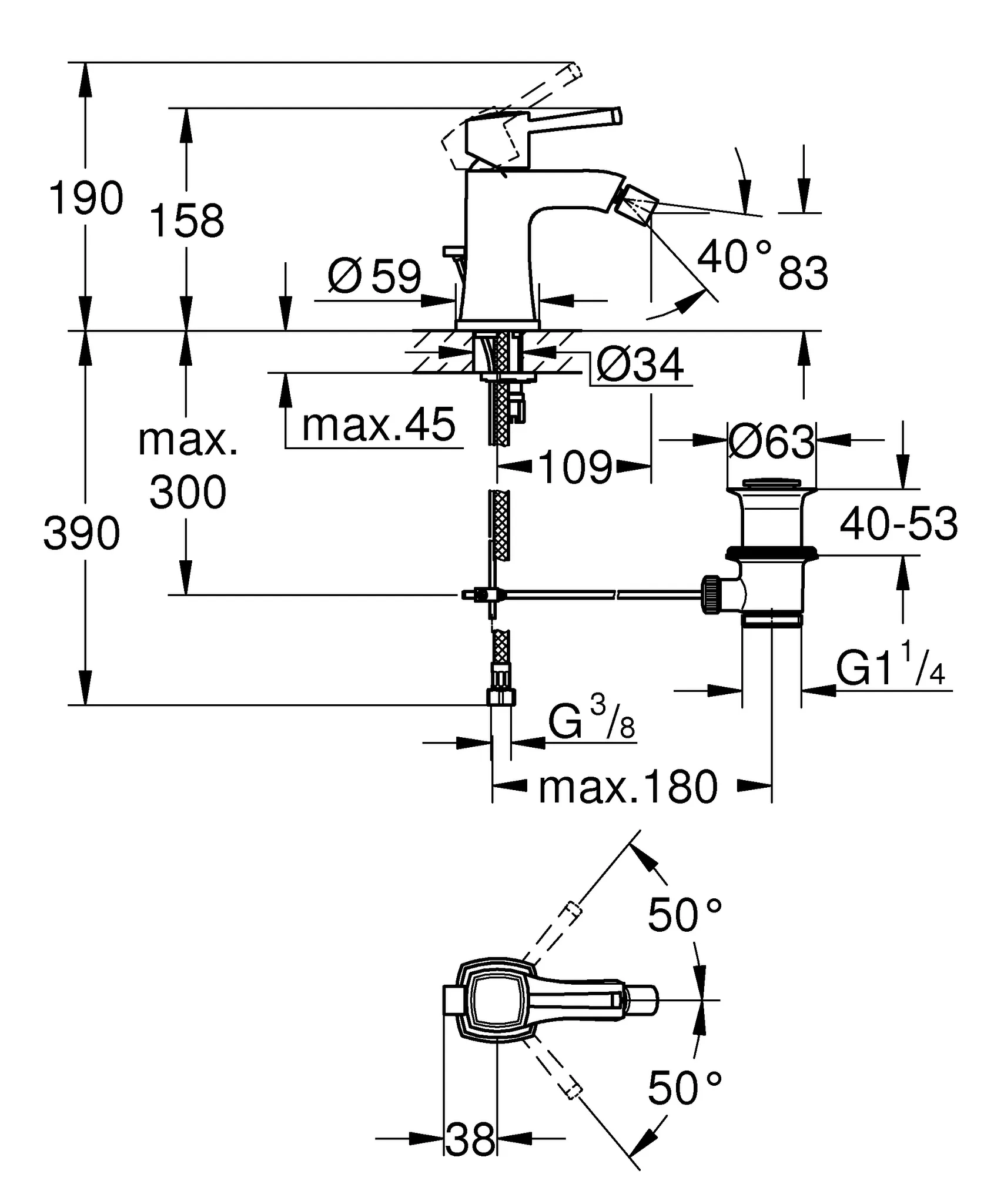 Grohe Grandera Einhand-Bidetbatterie, ½, Einlochmontage, SilkMove 28 mm Keramikkartusche, mit Temperaturbegrenzer, Long-Life Oberfläche, FastFixation, Kugelgelenk-Mousseur, Zugstangen-Ablaufgarnitur 1 ¼, flexible Anschlussschläuche, chrom/gold Grohe Grandera Einhand-Bidetbatterie, ½, Einlochmontage, SilkMove 28 mm Keramikkartusche, mit Temperaturbegrenzer, Long-Life Oberfläche, FastFixation, Kugelgelenk-Mousseur, Zugstangen-Ablaufgarnitur 1 ¼, flexible Anschlussschläuche, chrom/gold
