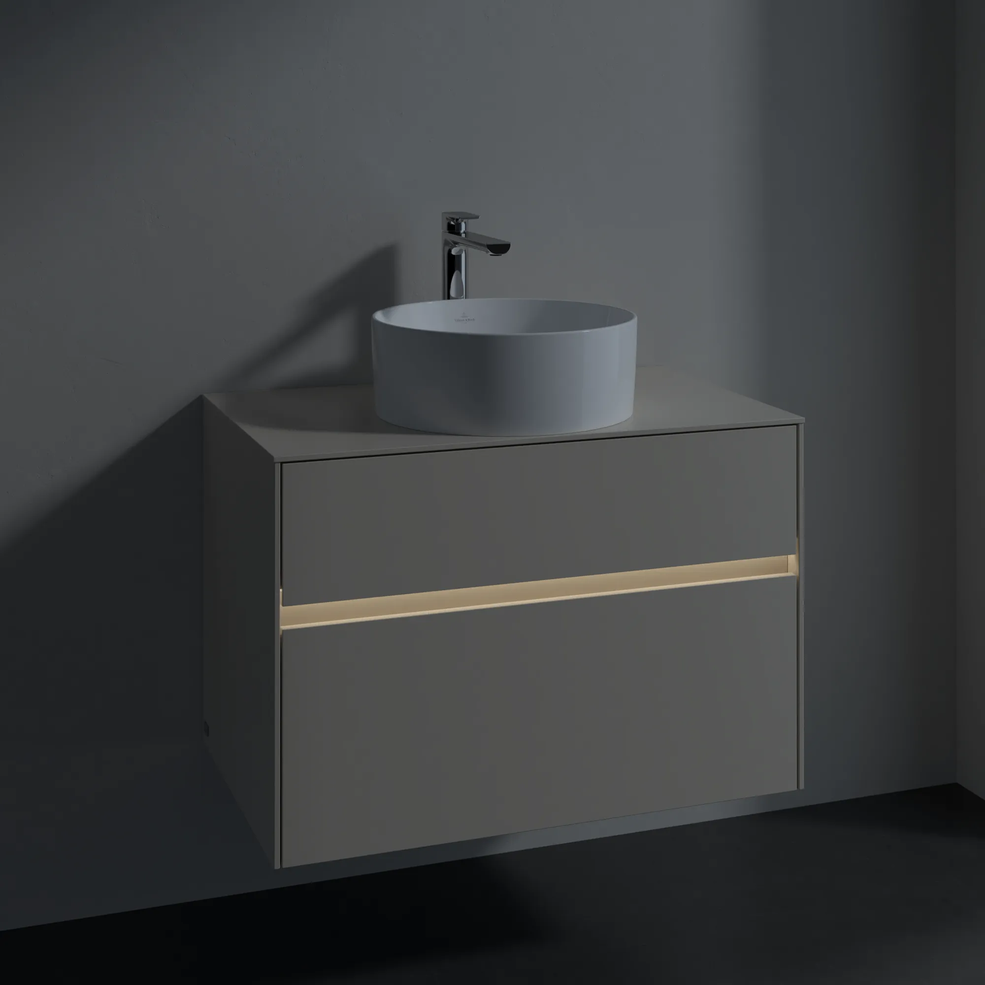 Villeroy & Boch Waschbeckenunterschrank Collaro C037B0, Cashmere Grey, 800x548x500 mm, mit Beleuchtung und SoftClosing, für Aufsatzwaschbecken Villeroy & Boch Waschbeckenunterschrank Collaro C037B0, Cashmere Grey, 800x548x500 mm, mit Beleuchtung und SoftClosing, für Aufsatzwaschbecken