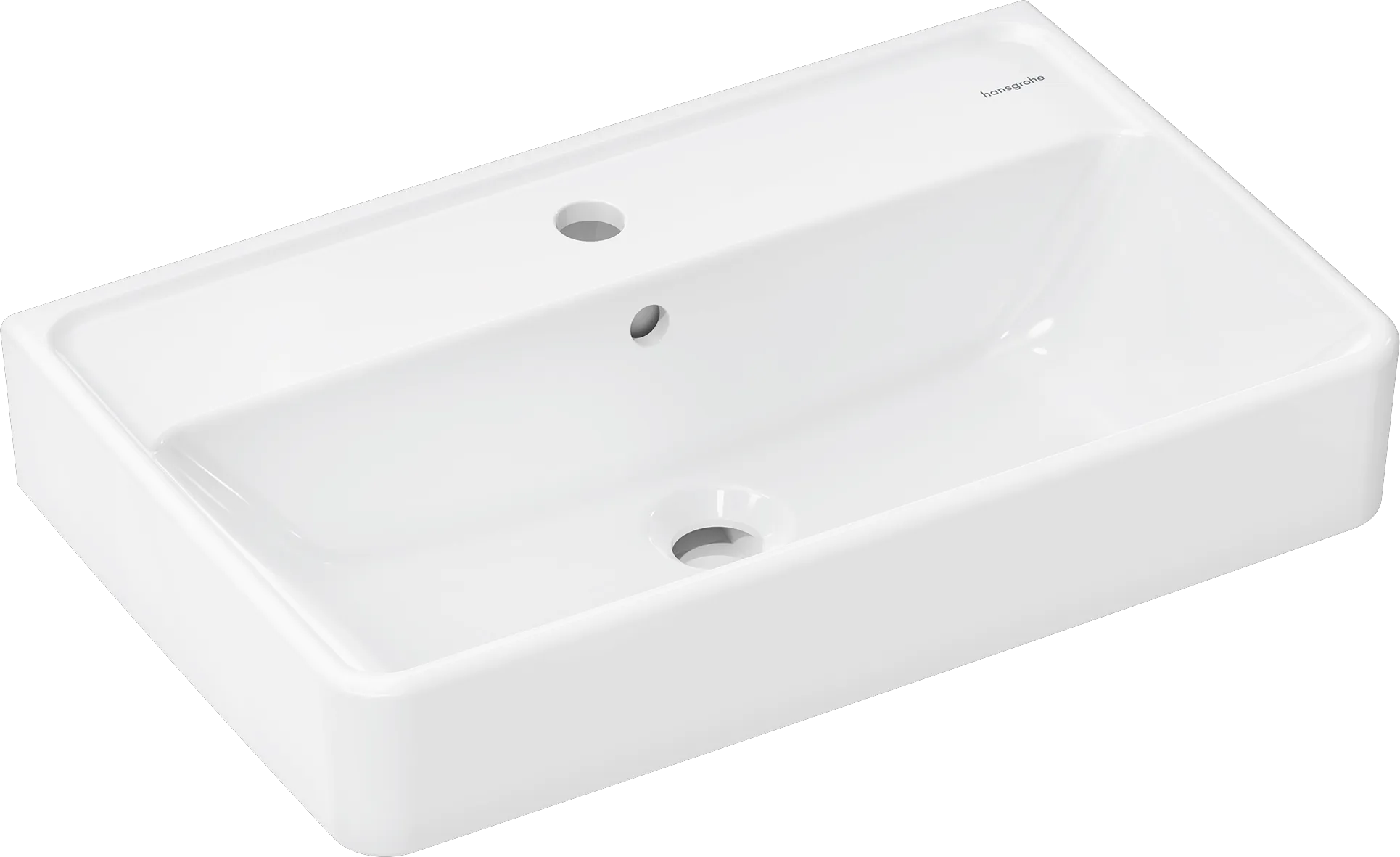 Hansgrohe Xanuia Q Waschtisch Compact 600⁄370 mit Hahnloch und Überlauf, SmartClean, Weiß