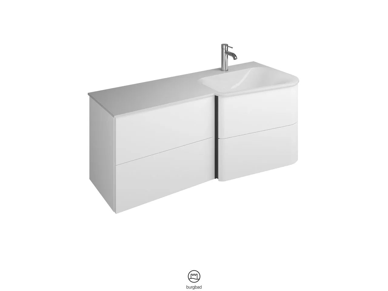 burgbad Badmöbelset „Badu“ Griffleiste, Schwarz, in Veloursgrau Softmatt burgbad Badmöbelset „Badu“ Griffleiste, Schwarz, in Veloursgrau Softmatt