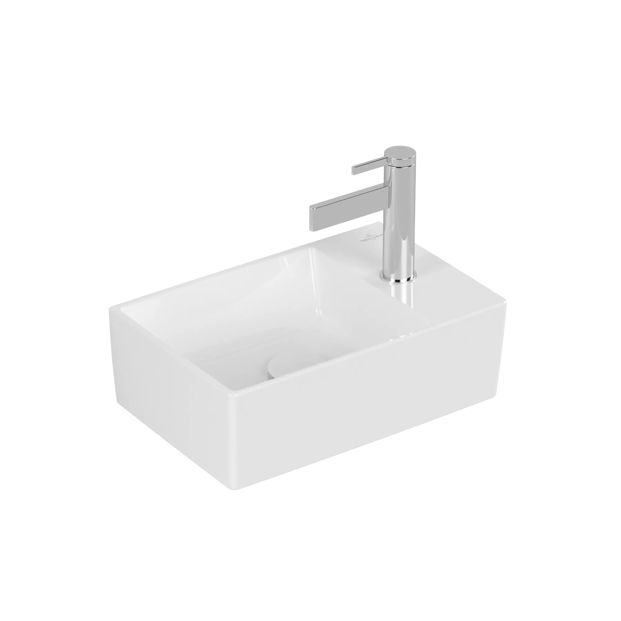Villeroy & Boch Handwaschbecken Memento 2.0, 400x260x111 mm, weiß Alpin CeramicPlus, TitanCeram, 1-Loch-Armatur