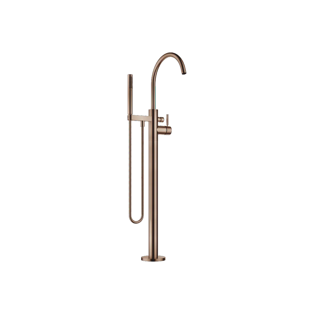 Dornbracht Wannen-Einhandbatterie SERIENSPEZIFISCH Bronze gebürstet, Auslauf: runder luftangereicherter Strahl, Durchfluss max. 19,5 l/min bei 3 bar, Handbrause: COMPACT RAIN, Durchfluss max. 6,8 l/min (bei 3 Bar), Stabhandbrause mit Antikalk-System, sch