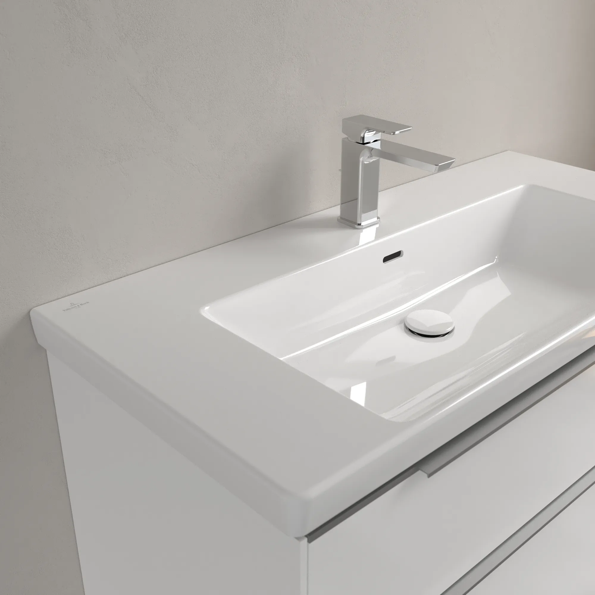 Villeroy & Boch Wandwaschtisch aus TitanCeram „Subway 3.0“ 1000 × 470 × 165 mm, ohne Hahnlochbohrung, Hahnlochposition mittig in Weiß Alpin Villeroy & Boch Wandwaschtisch aus TitanCeram „Subway 3.0“ 1000 × 470 × 165 mm, ohne Hahnlochbohrung, Hahnlochposition mittig in Weiß Alpin