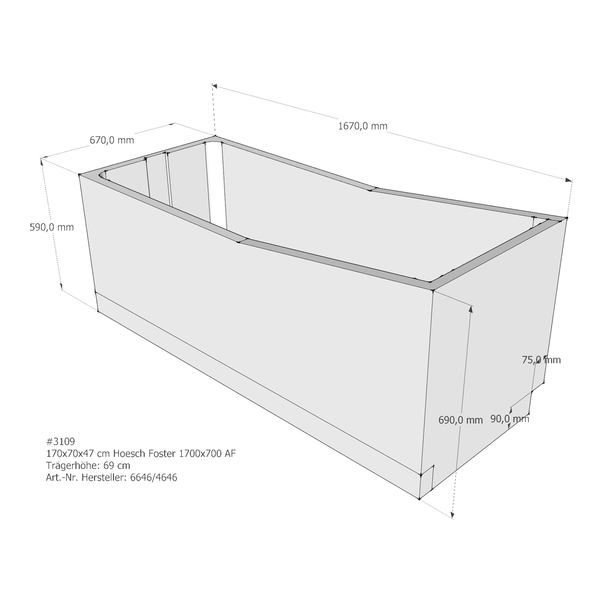 Badewannenträger für Hoesch Foster 1700×700 170 × 70 × 47 cm Breite: 70 cm / Höhe: 47 cm / Länge: 170 cm Badewannenträger für Hoesch Foster 1700×700 170 × 70 × 47 cm Breite: 70 cm / Höhe: 47 cm / Länge: 170 cm