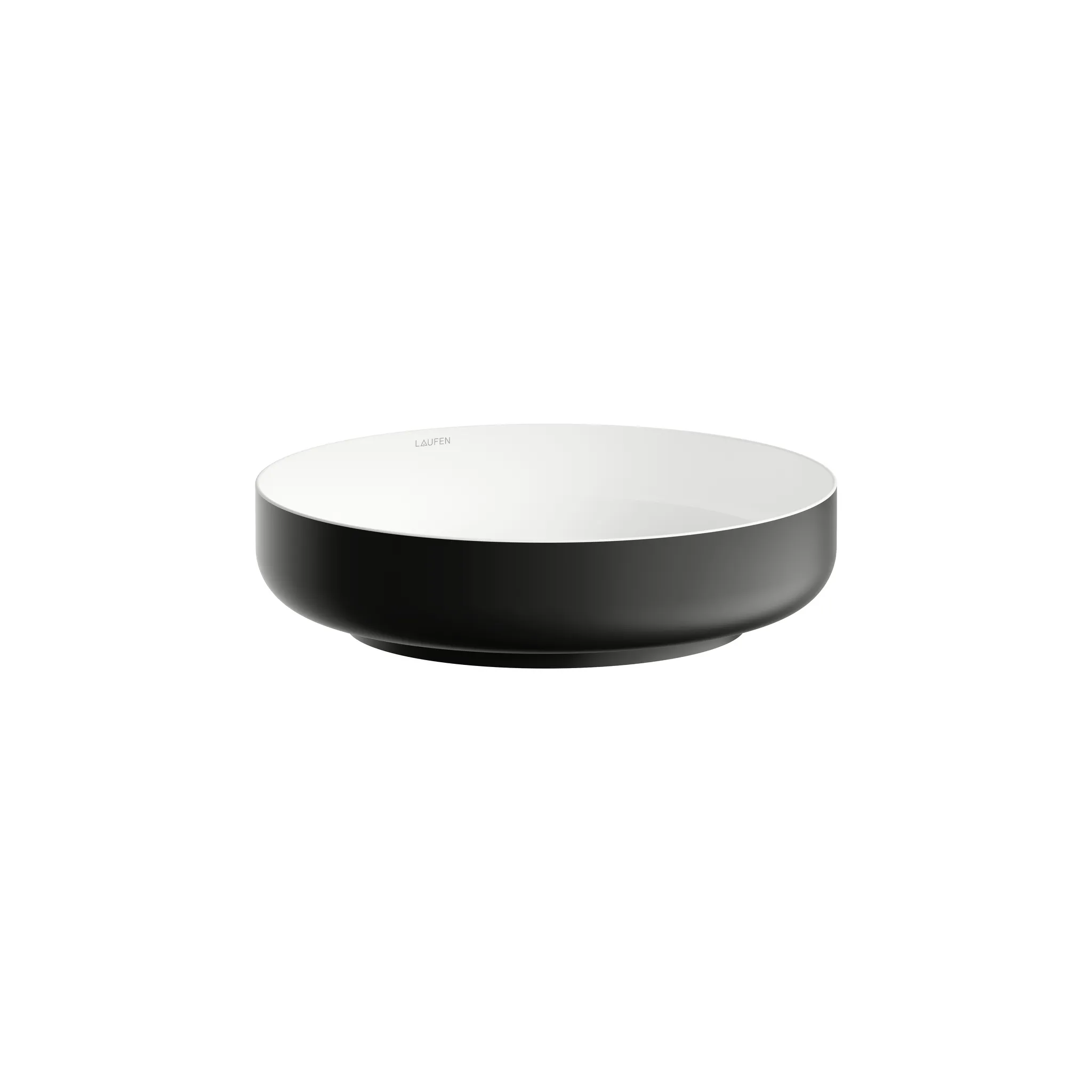 Laufen Waschtisch-Schale SONDO rund ohne Armaturenloch ohne Überlauf glasierter Stahl 400 x 400 x 102 mm in Bicolor Schwarz/Weiß