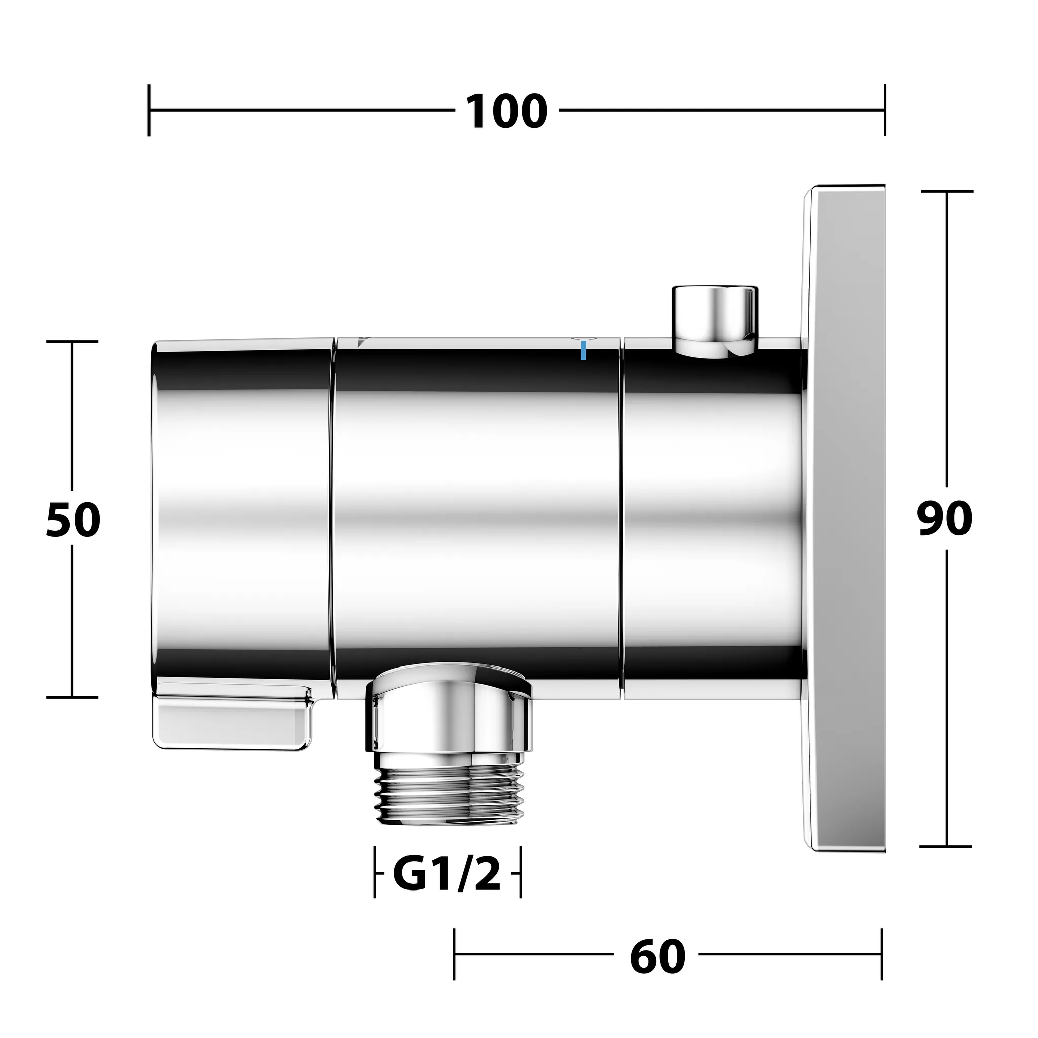 IXMO 59554010002 IXMO_solo Thermostat mit Schlauchanschluß eckig verchromt IXMO 59554010002 IXMO_solo Thermostat mit Schlauchanschluß eckig verchromt